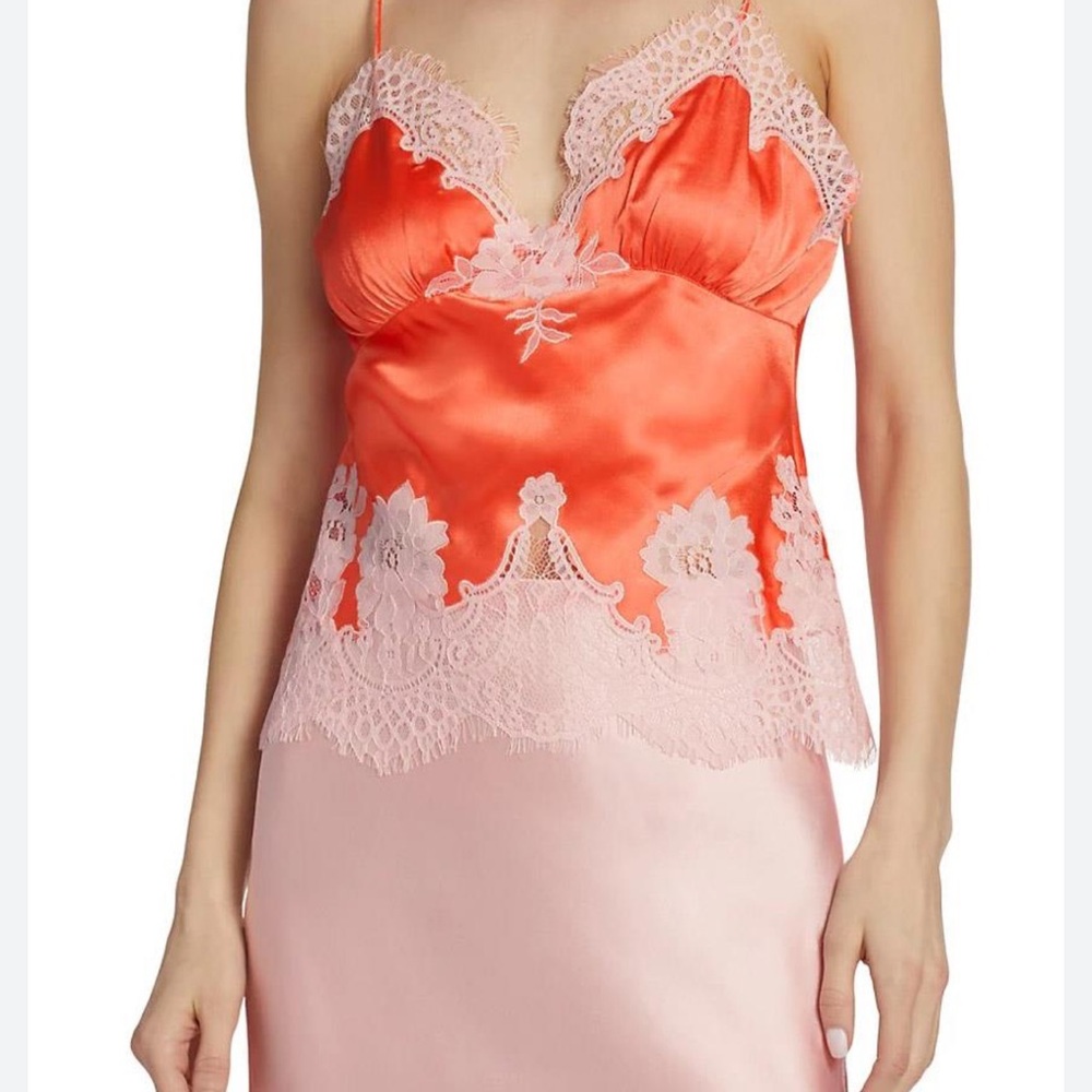 Alice + Olivia Coral and Pink Lace Chemise